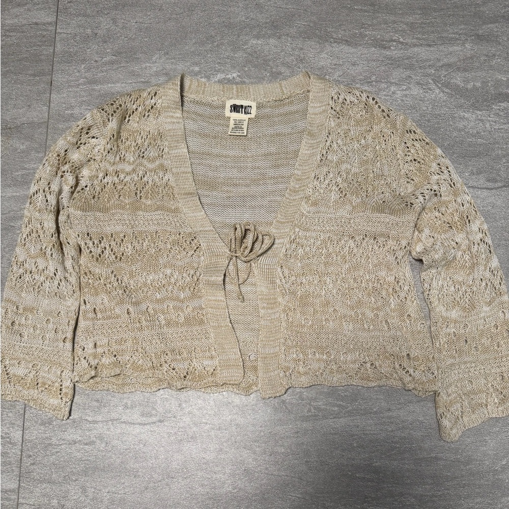 Y2K knit cardigan with front tie size medium
